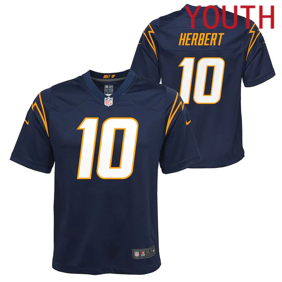 Youth Los Angeles Chargers 10 Justin Herbert Nike Navy Team Game Alternate NFL Jersey